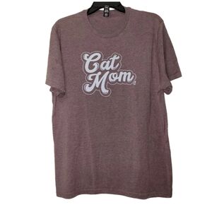 Women's Cat Lady Purple "Cat Mom" T-shirt Unisex Large